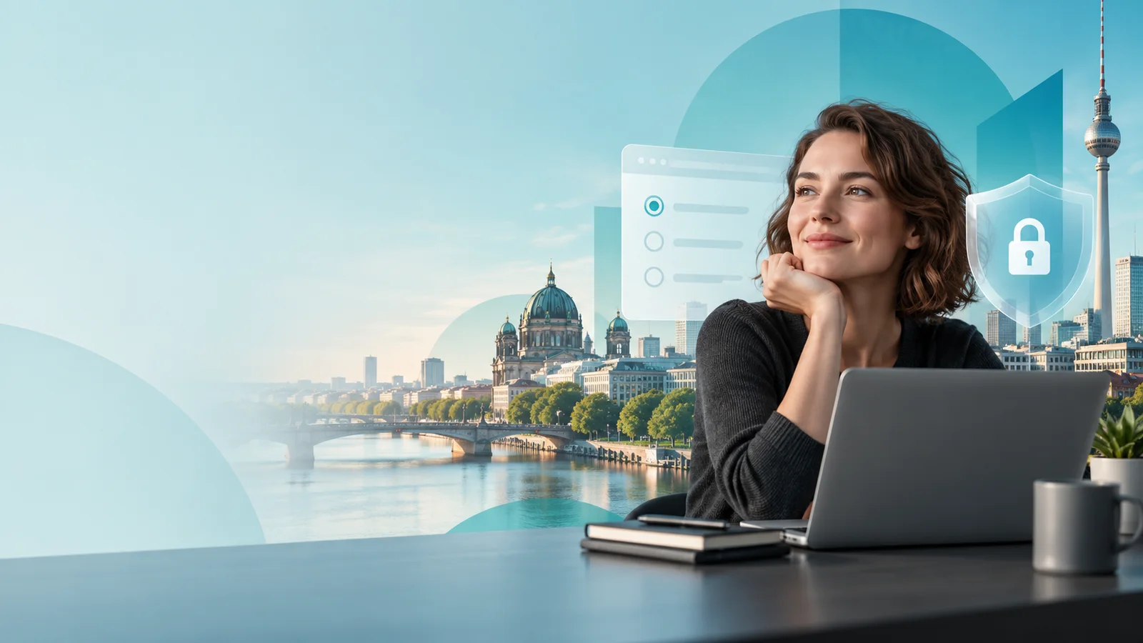 Berliner Online-Panel mit Datenschutzsymbolen